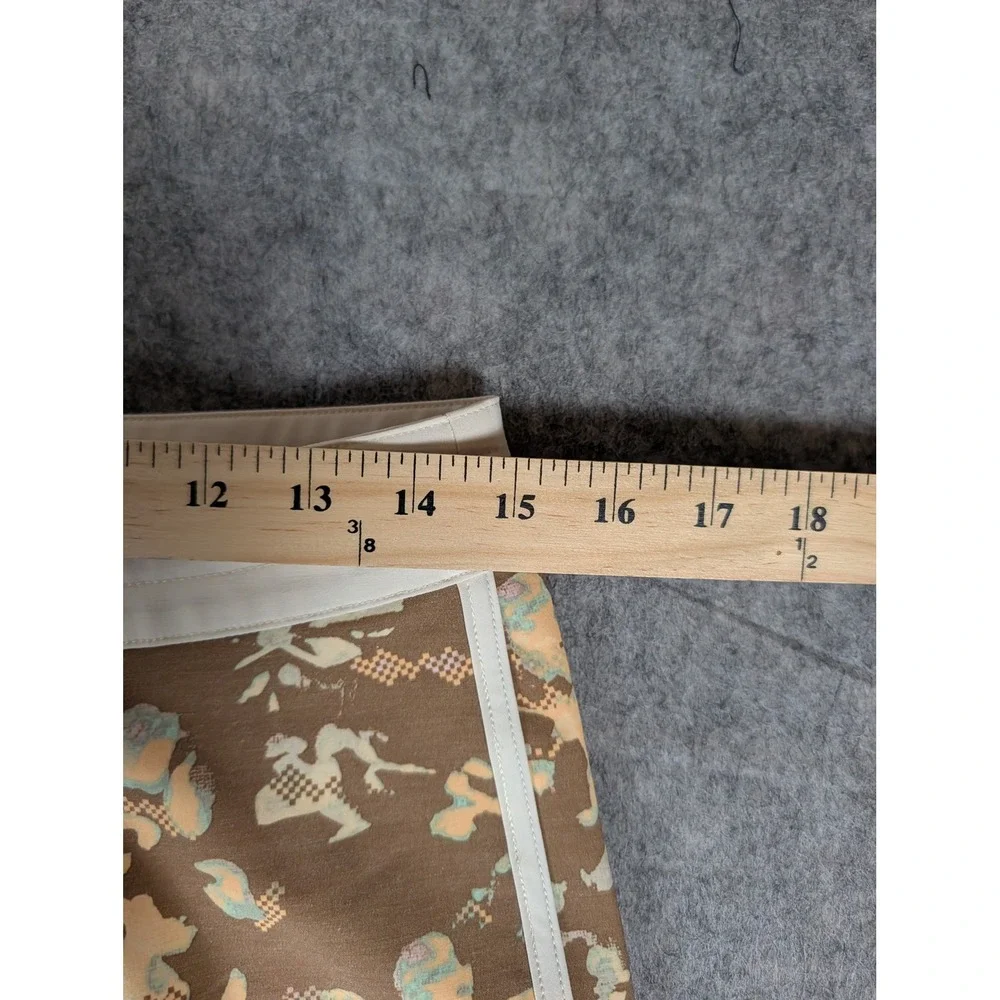 prAna Mens Brown Abstract Floral Scalloped Hem Board Shorts Swim Trunks 28/06